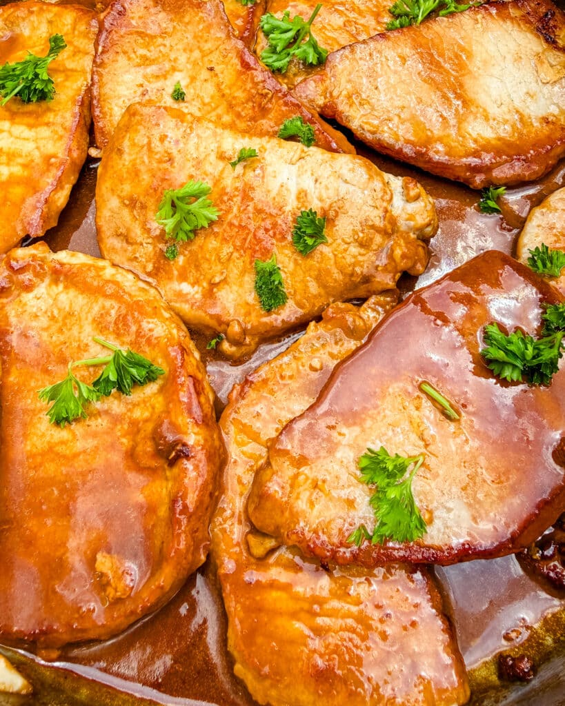 Easy maple glazed pork chops with a sweet and savory maple soy glaze