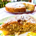 sliced french apple cake with rum