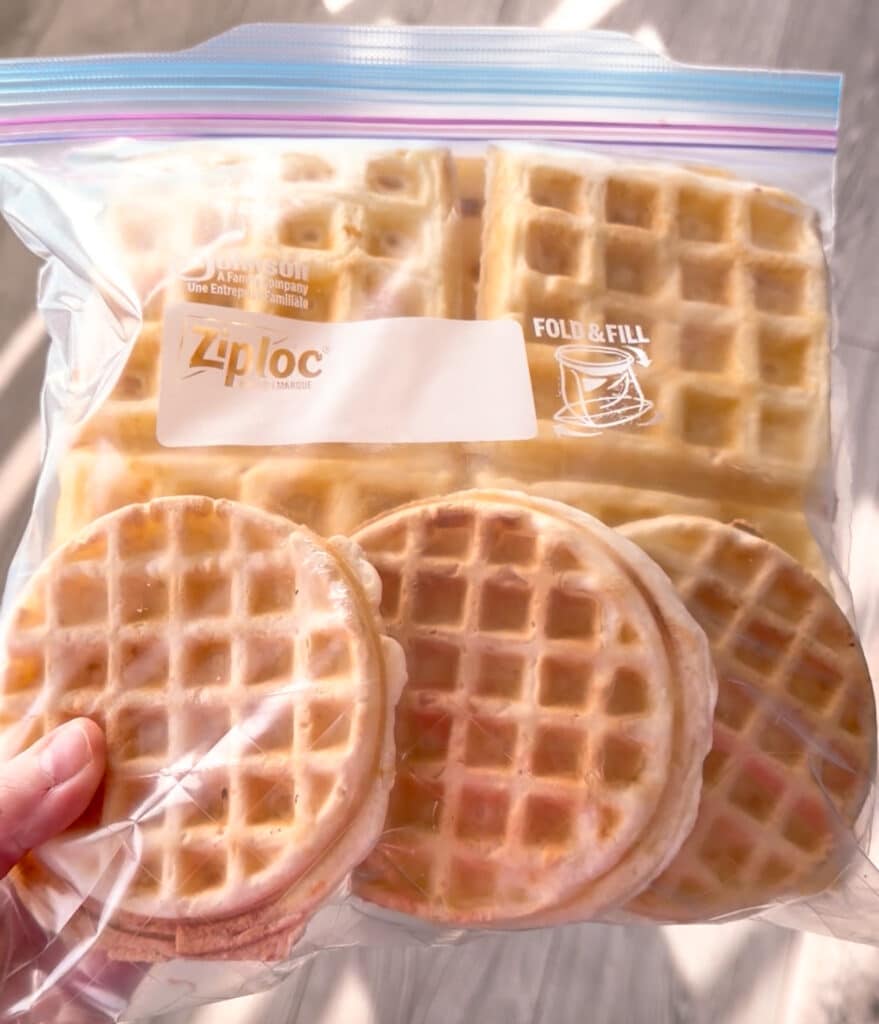 round and square waffles in ziplock bag