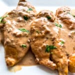 closeup of mustard chicken