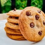 one bowl chocolate chip cookies on white plate great for kids