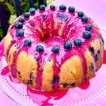 lemon yogurt cake with blueberry drizzle