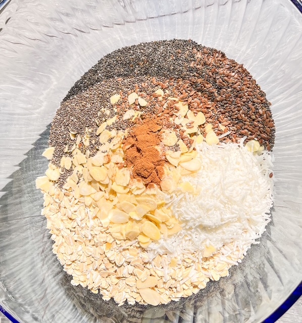 granola ingredients in a bowl