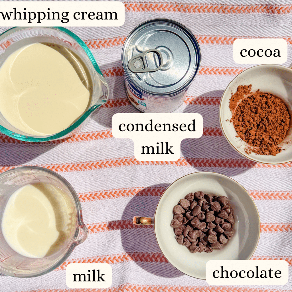 labeled Brigadeiro frosting ingredients