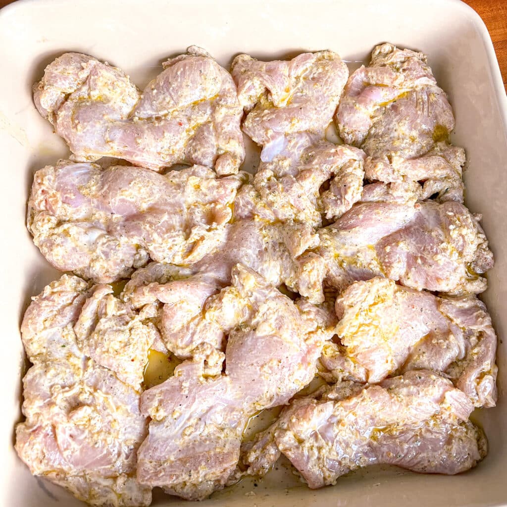 chicken thighs on a oven safe dish