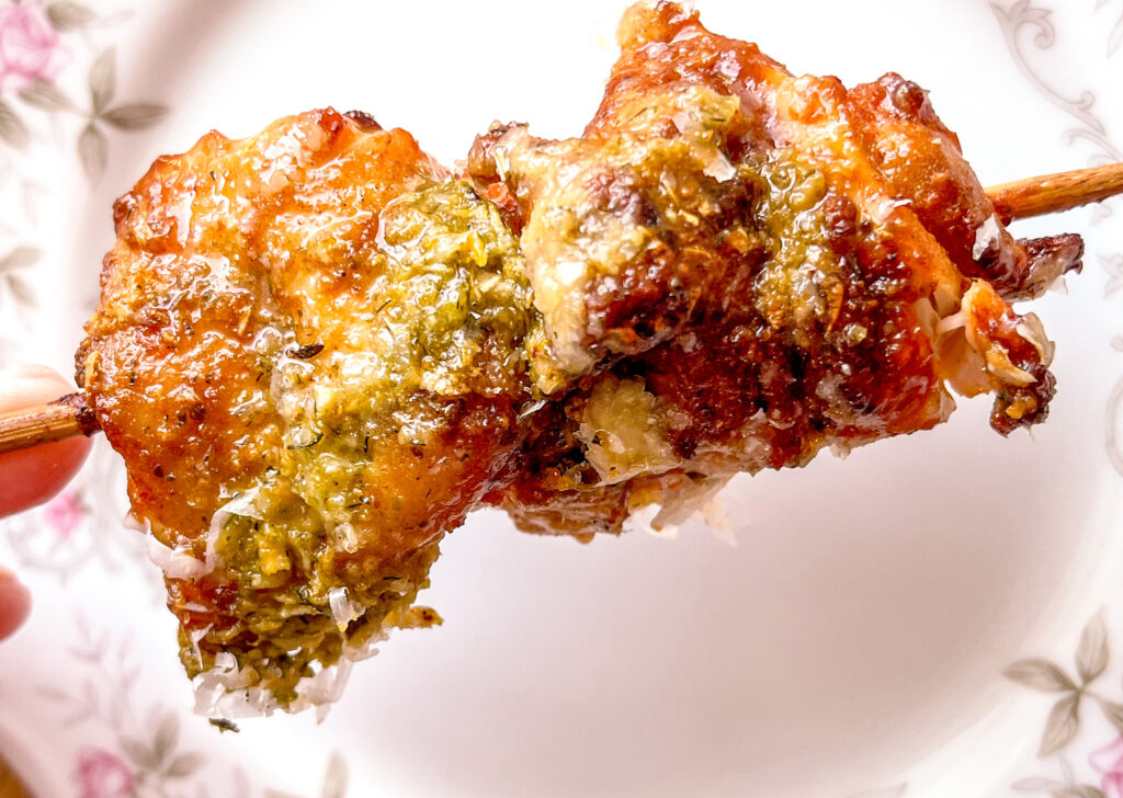 parmesan pesto chicken skewer