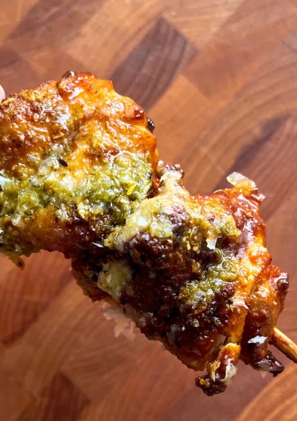 Pesto Parmesan Chicken Skewers