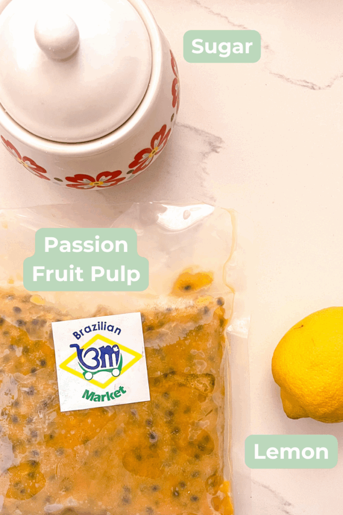 labelled ingredients for passion fruit jam