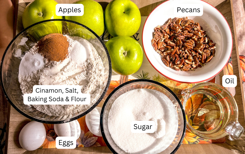 moist apple cake ingredients labeled