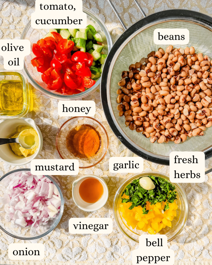 black eyed pea salad labeled ingredients