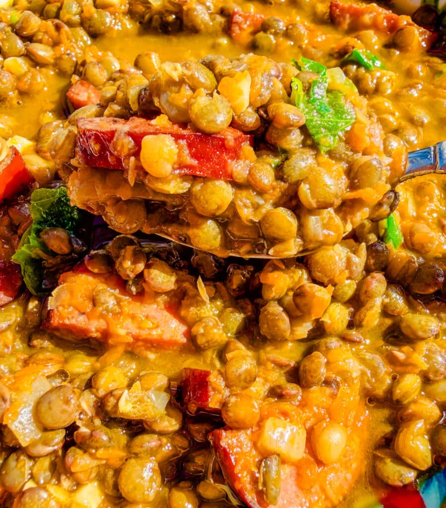 up close shot of brazilian style lentils