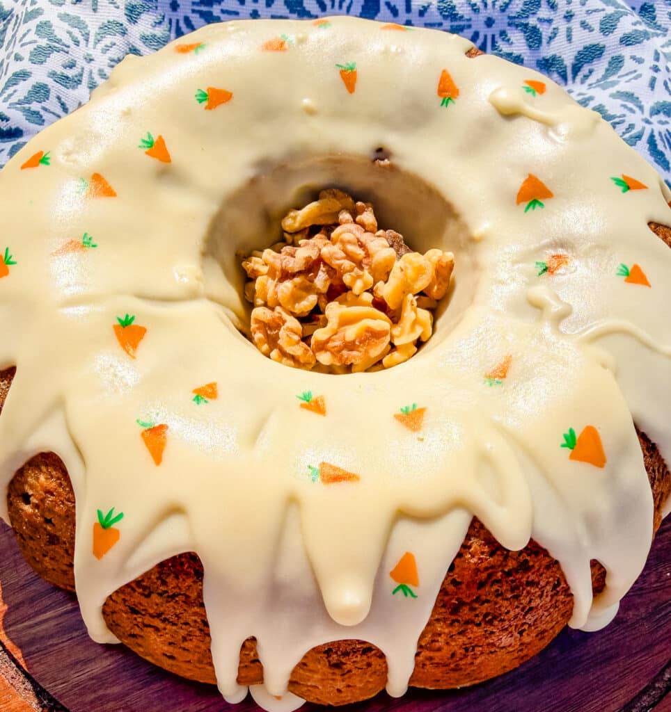 carrot cake with porcelain glaze