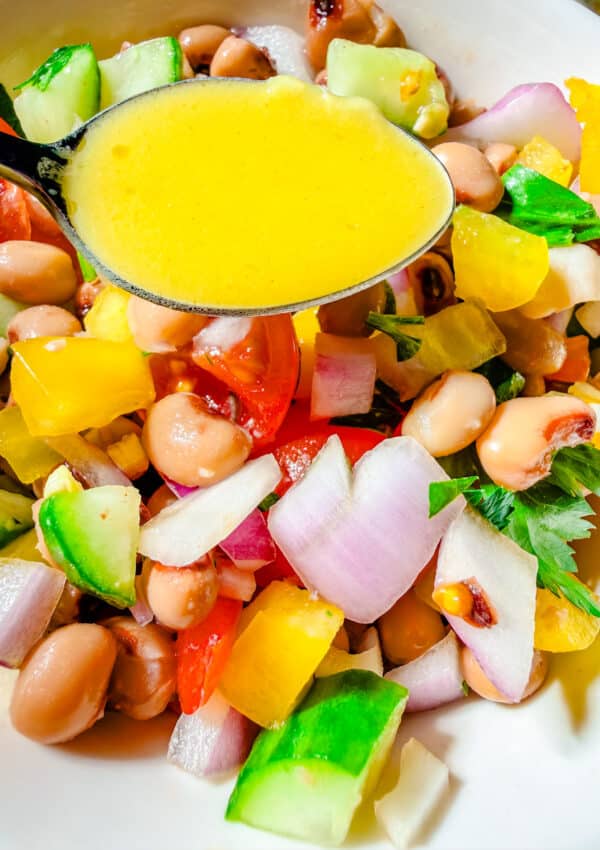 black eyed pea salad with honey mustard dressing