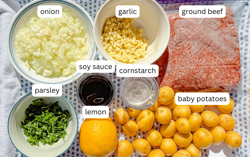 ingredients for ground beef and potatoes 