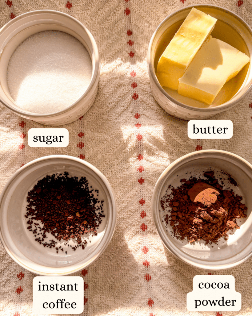 ingredients for chocolate sauce