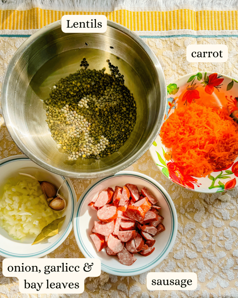 labeled lentils ingredients
