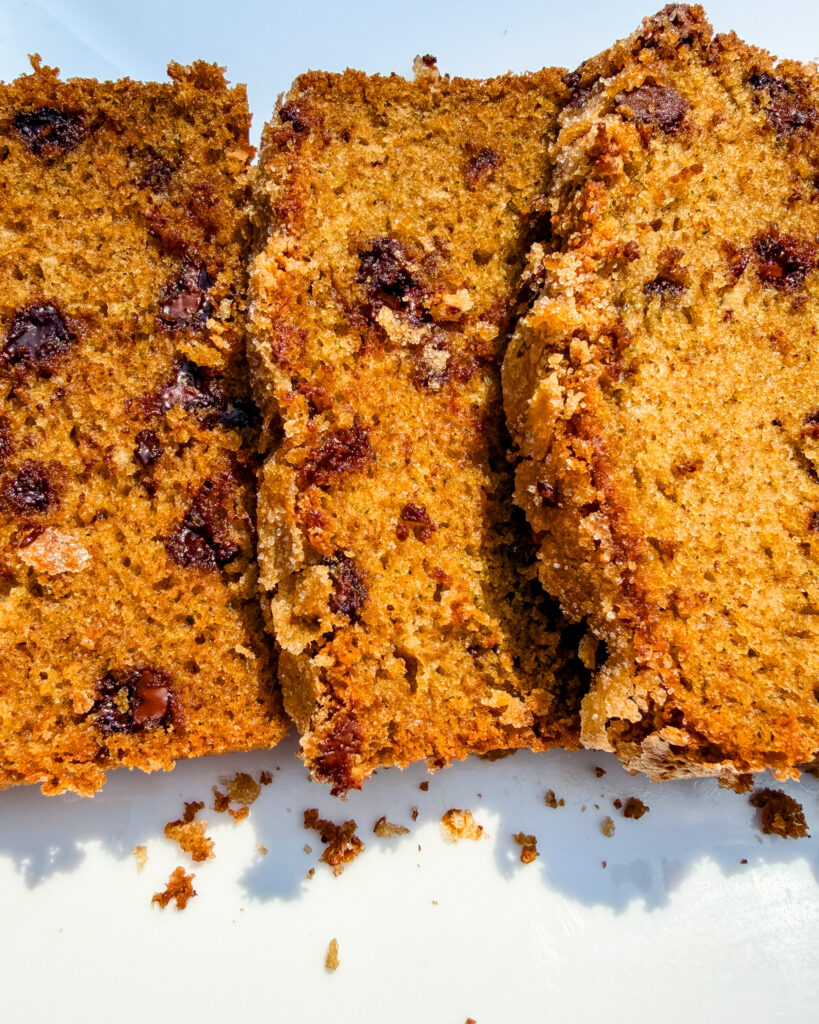 chocolate chip zucchini bread slices