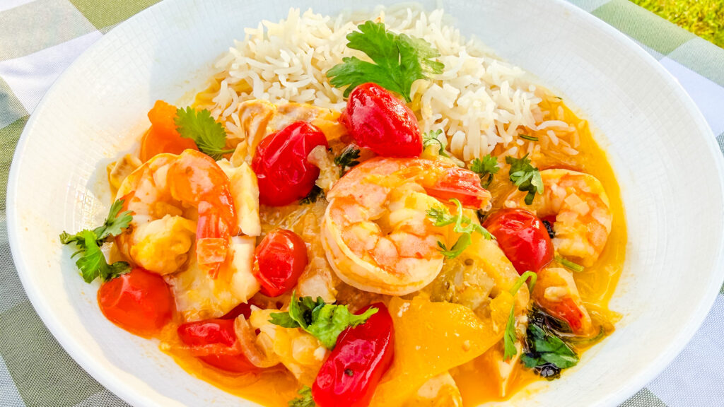 brazilian moqueca on a white plate