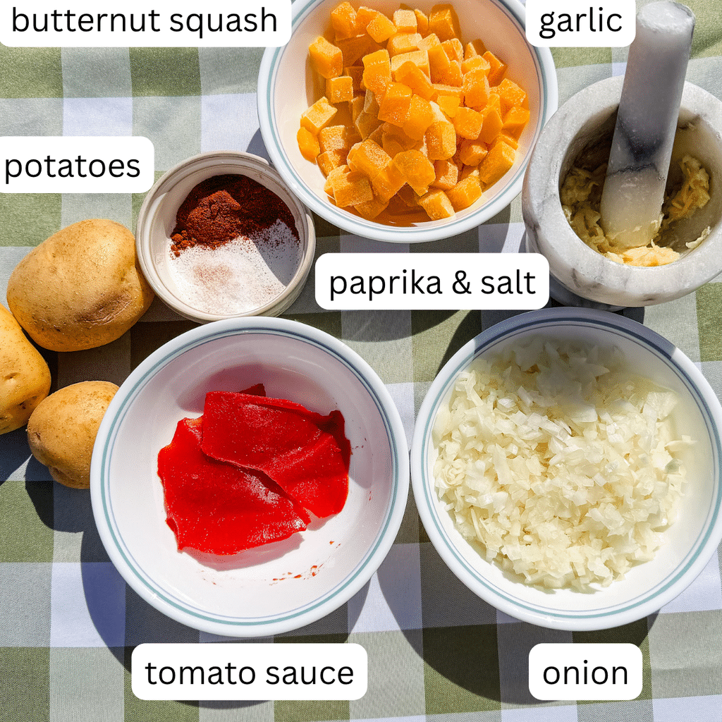 ingredients for butternut squash stew