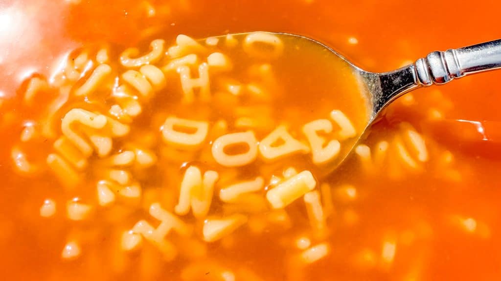 alphabet soup close up